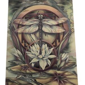 5/$15 Dragonfly and Lotus Art Card